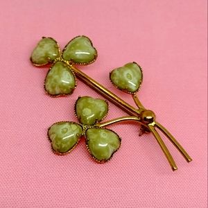 Connemara Marble Shamrock Brooch